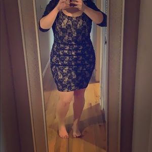 Plus size lace body con dress